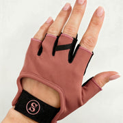 SIREN Grip Gloves by SOLEMETHOD in Crimson, worn on the hand. #color_crimson